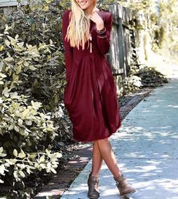 img 1 attached to Basic Faith Pleated Pockets Burgundy XL Women's Clothing in Dresses