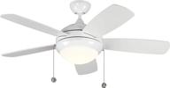 💡 monte carlo discus classic ii 44" ceiling fan: led light, 5 blades, white логотип