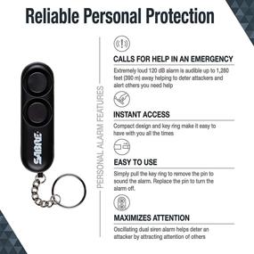 img 3 attached to 🔑 SABRE Self-Defense Safety Key Ring - LOUD Dual Siren PA-01 Alarm, 120dB, Audible Up To 1,280 Feet (390 Meters), Easy Operation, Reusable, One Size, Black Personal Alarm