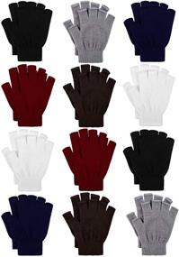 img 4 attached to 🧤 Cooraby Men's Fingerless Texting Gloves & Mittens: Flexibly Stretchy Accessories