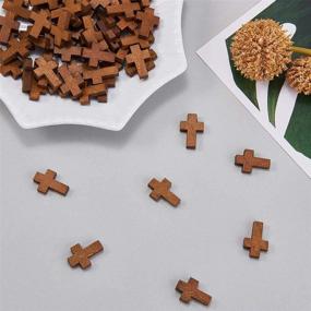 img 1 attached to 🌳 SUNNYCLUE 200Pcs Natural Wood Cross Pendants, Small Wooden Charms for Party Favors, Necklace Jewelry Making, DIY Crafts, Handmade Accessories