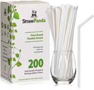 🐼 strawpanda's plant-based drinking straws - (200 pack, individually wrapped, flexible/bendy straws) 100% compostable, the eco-friendly plastic straw alternative logo