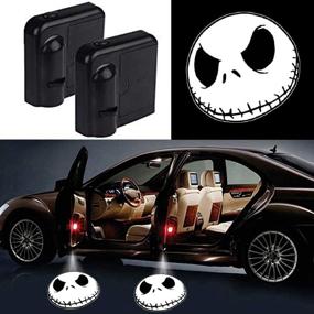 img 4 attached to 🚗 Pair of Jack Skellington Nightmare Before Christmas Car Door LED Projectors - Laser Courtesy Lights for all Car Brands (Skull Jack Edition)