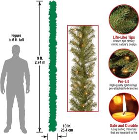 img 2 attached to 🎄 National Tree Company Pre-Lit Artificial Christmas Garland: Norwood Fir in Green with White Lights - Plug In, 9 Feet