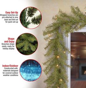 img 1 attached to 🎄 National Tree Company Pre-Lit Artificial Christmas Garland: Norwood Fir in Green with White Lights - Plug In, 9 Feet