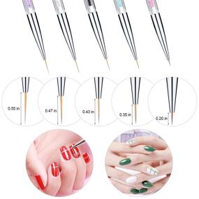 img 1 attached to 💅 5 Pcs Dual-ended Nail Art Liner Brushes: Fine Striping Brush and Dotting Pen Set (5,7,9,11,13 mm)