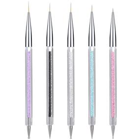 img 4 attached to 💅 5 Pcs Dual-ended Nail Art Liner Brushes: Fine Striping Brush and Dotting Pen Set (5,7,9,11,13 mm)