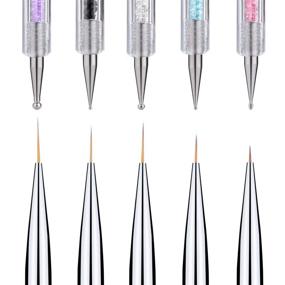 img 3 attached to 💅 5 Pcs Dual-ended Nail Art Liner Brushes: Fine Striping Brush and Dotting Pen Set (5,7,9,11,13 mm)