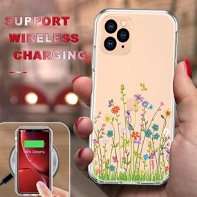 img 3 attached to FIRMGE iPhone 11 Pro Max Case: Full-Body Coverage Protective Cover with Tempered Glass Screen Protector - Clear Flower 01