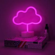 fiee shaped neon signs - pink cloud night light with holder - 🌟 battery powered/usb - ideal for kids, baby room, wedding, party, christmas, decoration and gift логотип