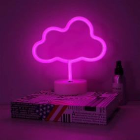 img 4 attached to Fiee Shaped Neon Signs - Pink Cloud Night Light with Holder - 🌟 Battery Powered/USB - Ideal for Kids, Baby Room, Wedding, Party, Christmas, Decoration and Gift