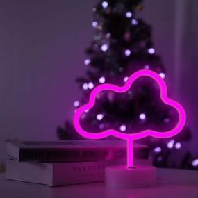 img 3 attached to Fiee Shaped Neon Signs - Pink Cloud Night Light with Holder - 🌟 Battery Powered/USB - Ideal for Kids, Baby Room, Wedding, Party, Christmas, Decoration and Gift