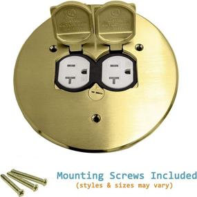 img 1 attached to 🔌 ENERLITES Dual Flip Lid Floor Box Cover with Tamper-Weather Resistant Receptacle Outlet, 5.75" Diameter, UL Listed, Watertight Gaskets, 975517-C, Brass, 1-Gang Configuration