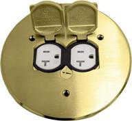 🔌 enerlites dual flip lid floor box cover with tamper-weather resistant receptacle outlet, 5.75" diameter, ul listed, watertight gaskets, 975517-c, brass, 1-gang configuration логотип