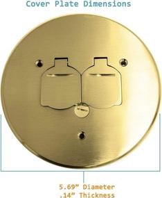 img 2 attached to 🔌 ENERLITES Dual Flip Lid Floor Box Cover with Tamper-Weather Resistant Receptacle Outlet, 5.75" Diameter, UL Listed, Watertight Gaskets, 975517-C, Brass, 1-Gang Configuration