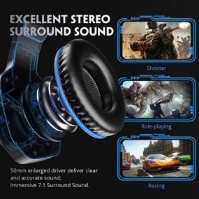 img 3 attached to 🎧 VOYEE Gaming Headset for Xbox One PC PS5 PS4 - Noise Isolation Stereo Over Ear Game Headphones with Microphone/LED Light/Bass Surround/Soft Memory Earmuffs (Blue)