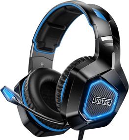 img 4 attached to 🎧 VOYEE Gaming Headset for Xbox One PC PS5 PS4 - Noise Isolation Stereo Over Ear Game Headphones with Microphone/LED Light/Bass Surround/Soft Memory Earmuffs (Blue)