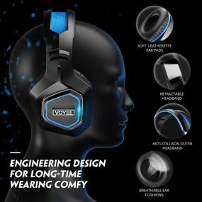 img 2 attached to 🎧 VOYEE Gaming Headset for Xbox One PC PS5 PS4 - Noise Isolation Stereo Over Ear Game Headphones with Microphone/LED Light/Bass Surround/Soft Memory Earmuffs (Blue)