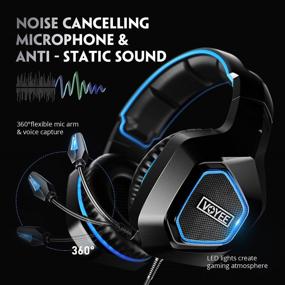 img 1 attached to 🎧 VOYEE Gaming Headset for Xbox One PC PS5 PS4 - Noise Isolation Stereo Over Ear Game Headphones with Microphone/LED Light/Bass Surround/Soft Memory Earmuffs (Blue)