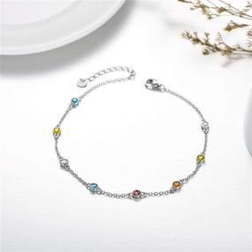 img 1 attached to 🌈 AOBOCO Sterling Silver Rainbow Planet Galaxy Anklet: Multicolor Austrian Crystals, Women's Ankle Bracelet Foot Bracelet - Perfect Anniversary, Birthday Jewelry Gifts for Daughter, Sister, Wife, Girlfriend