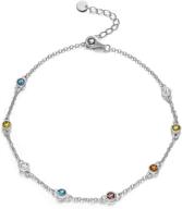 🌈 aoboco sterling silver rainbow planet galaxy anklet: multicolor austrian crystals, women's ankle bracelet foot bracelet - perfect anniversary, birthday jewelry gifts for daughter, sister, wife, girlfriend logo