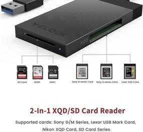 img 3 attached to 📸 VELOGK USB 3.0 считыватель карт памяти XQD и SD, двойной алюминиевый адаптер для чтения карт памяти XQD/SD с антицарапающим мешочком и оплетенным кабелем, совместим с картами Sony G/M Series, Nikon, Lexar XQD Card, SD Card для Windows/Mac OS