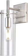 💡 krasty 1 light modern brushed nickel wall sconces: stylish metal wall decor with clear glass mount - ideal fixture for living room, bedroom, bathroom, hallway logo