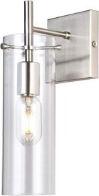 img 2 attached to 💡 KRASTY 1 Light Modern Brushed Nickel Wall Sconces: Stylish Metal Wall Decor with Clear Glass Mount - Ideal Fixture for Living Room, Bedroom, Bathroom, Hallway