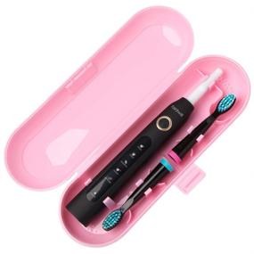 img 4 attached to Premium Pink Travel Case for Fairywill Series Electric Toothbrush: Sturdy Plastic & Portable Design