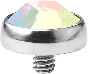 img 3 attached to Forbidden Body Jewelry: Ultra Thin Flat Disc Aurora Borealis 14g Dermal Piercing Jewel