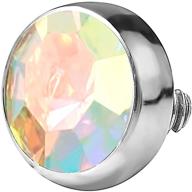 forbidden body jewelry: ultra thin flat disc aurora borealis 14g dermal piercing jewel logo