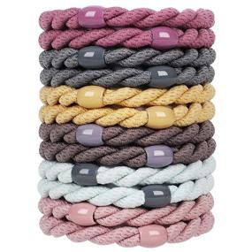 img 4 attached to 💫 COZEASY 12 pcs Multicolor Elastic Hair Ties, Gentle and Secure Hold Ponytail Holders, No Damage or Snagging Braided Hair Bands, Perfect for Girls and Women with Thick or Curly Hair