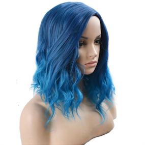 img 3 attached to 🌊 Charming Beach Wave Cosplay Wig: BERON Short Curly Bob Wig with Wig Cap - Mix Blue