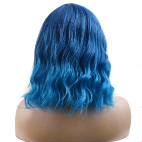 img 1 attached to 🌊 Charming Beach Wave Cosplay Wig: BERON Short Curly Bob Wig with Wig Cap - Mix Blue