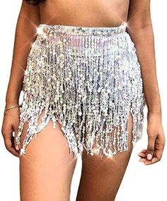 img 2 attached to Capture the Limelight with REETAN Boho Belly Skirt: Sequined Hip Scarf for Women and Girls at Rave Parties and Dance Performances