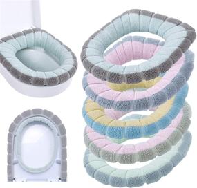 img 4 attached to ZeeDix 5 Pcs Soft Bathroom Thicker Toilet Seat Cover Pad-Warmer: Comfortable, Washable, and Easy to Install with Stretchable Fibers - Cushioned Lid Covers in 5 Colors