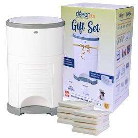 img 4 attached to Dékor Plus Diaper Pail Gift Set – White: Includes Over a Year's Worth of Dékor Refills for Optimal Convenience!