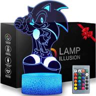 🦔 3d illusion sonic the hedgehog night light - remote control decor lamp for kids bedroom, 16 color change, creative lighting for sonic fans logo