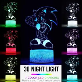 img 3 attached to 🦔 3D Illusion Sonic The Hedgehog Night Light - Remote Control Decor Lamp for Kids Bedroom, 16 Color Change, Creative Lighting for Sonic Fans