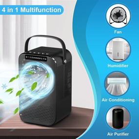 img 2 attached to 🌬️ Portable Air Cooler: Whisper-Quiet Desktop Cooling Fan with 2/4H Timer, 3 Speeds, 7 Colors LED Light – Ideal for Room, Home, Office