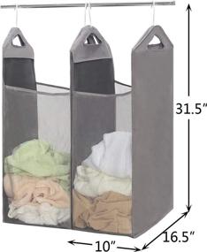 img 1 attached to 🧺 2-Pack Hanging Laundry Hamper - Narrow, Front See-Through Mesh Bag for Closet Organization - Slim Hanging Laundry Basket - Double Hanging Closet Hamper - Grey