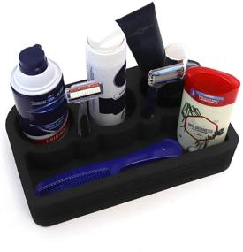 img 2 attached to 🧔 Polar Whale Men's Grooming Stand for Bathroom Vanity - Foam Storage Organizer Countertop Beard Hair Care Rack - Holds Combs Brushes Spray Shaving Cream Razor Trimmer Tools - Cologne Waterproof