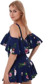 img 1 attached to 👙 COCOPEAR Women's Off Shoulder One Piece Flounce Swimdress with Tummy Control - Bathing Suit for Superior Swimwear Experience (FBA)