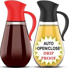 img 3 attached to 🍶 Brieftons Oil & Vinegar Dispensers: Leakproof Glass Bottles with Automatic Cap, Easy Pouring & Spill-Free Spout