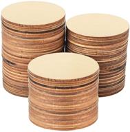 🪵 pack of 80 unfinished 3 inch wooden circles - natural round wood slices for diy crafts, door hangers, painting, weddings, coasters, home decor logo