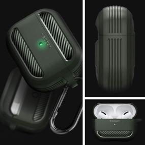 img 3 attached to Чехол Spigen Rugged Armor для Airpods Pro - военного зеленого цвета: максимальная защита с брелоком.