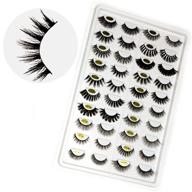 👁️ 20-pack assorted styles 3d faux mink eyelashes - silk false eyelashes for women, dramatic lash strips, wispy and fluffy - handmade, reusable, and value pack in black logo