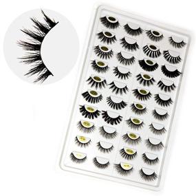 img 4 attached to 👁️ 20-Pack Assorted Styles 3D Faux Mink Eyelashes - Silk False Eyelashes for Women, Dramatic Lash Strips, Wispy and Fluffy - Handmade, Reusable, and Value Pack in Black