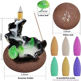 img 2 attached to 🚿 Waterfall Incense Holder: Backflow Cone Ceramic Burner with 20 Free Cones, 1 Mat, and 1 Tweezers