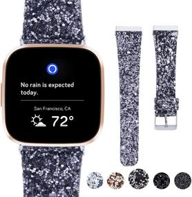 img 4 attached to 🌙 Лунный блеск Moonooda Watch Band: Сверкающий запасной ремешок для умных часов Fitbit Versa - Блестящий ремешок для женщин и мужчин